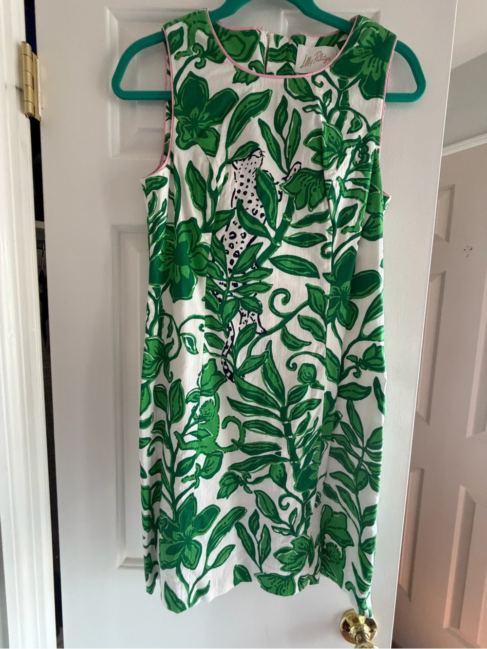 Lilly Pulitzer White Shift Dress with Green Botanical Print